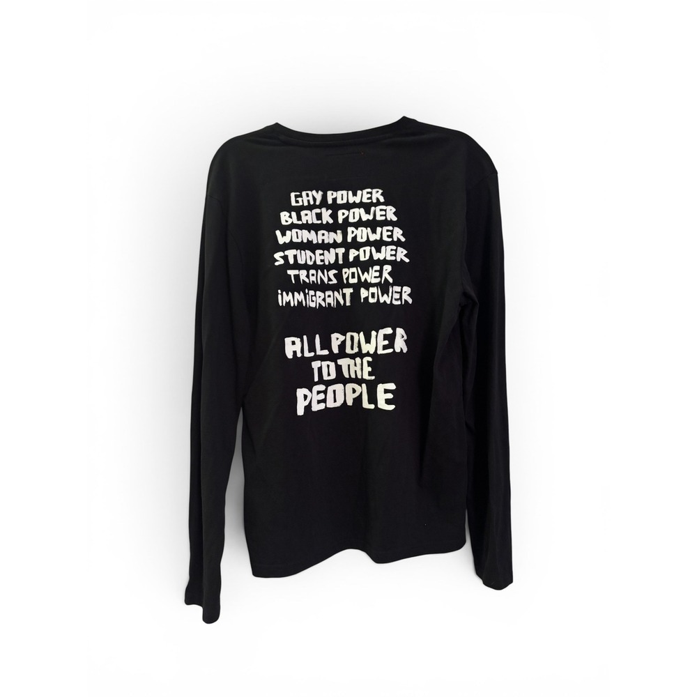 CHNGE All Power To The People Black Long Sleeve Graphic Tee Organic Cotton Shirt - Picture 2 of 2